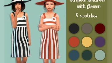 Striped sundress with flower by MysteriousOo at TSR