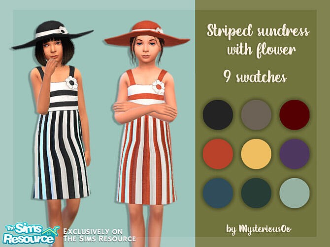 Striped sundress with flower by MysteriousOo at TSR