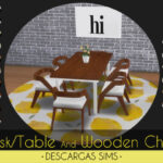 Table Desk And Wooden Chair at Descargas Sims