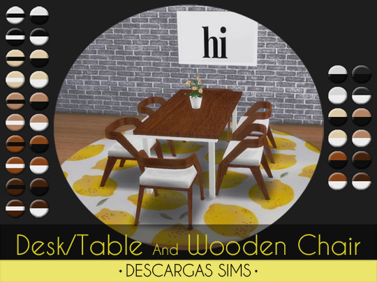 Table Desk And Wooden Chair at Descargas Sims