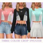 Three Color Crop Sweater by Black Lily at TSR