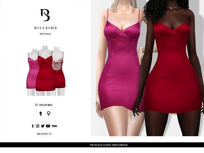 Tie Back Satin Mini Dress by Bill Sims at TSR