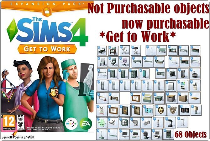 Not Purchasable objects now purchasable * Get to Work at Annett’s Sims 4 Welt