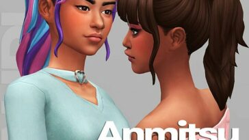 Anmitsu 2 medium length ponytail hairs at Saurus Sims