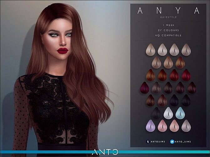 Anya long wavy hair by Anto at TSR