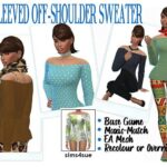 BG SLEEVED OFF-SHOULDER SWEATER at Sims4Sue