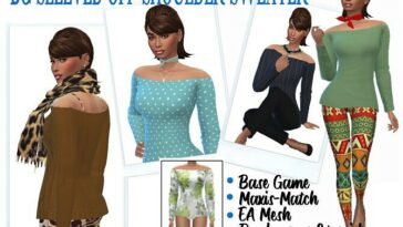 BG SLEEVED OFF-SHOULDER SWEATER at Sims4Sue