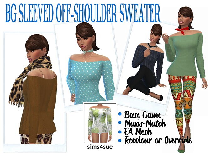 BG SLEEVED OFF-SHOULDER SWEATER at Sims4Sue