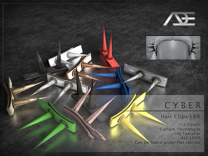 Cyber Hair Clips L&R by Ade_Darma at TSR