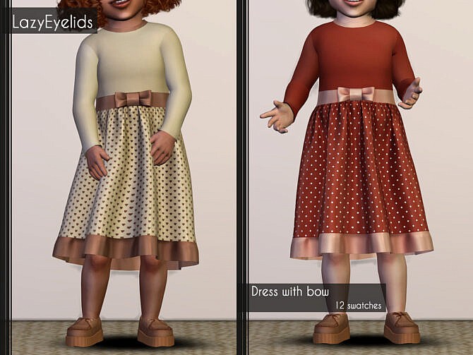 Dress with bow & Button up dress at LazyEyelids