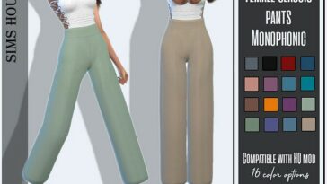 Female classic pants monophonic by Sims House at TSR