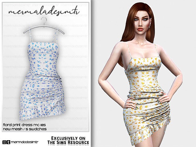 Floral Print Dress MC185 by mermaladesimtr at TSR