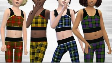 Girls Tartan Sporty Crop Top by Pelineldis at TSR