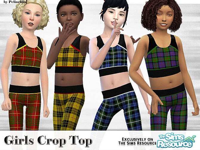 Girls Tartan Sporty Crop Top by Pelineldis at TSR