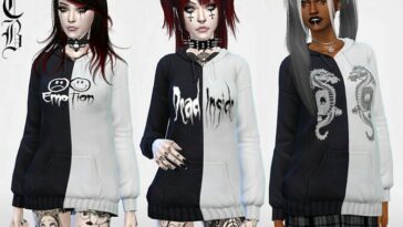 Graphic Half Black Half White Hoodie by MaruChanBe at TSR