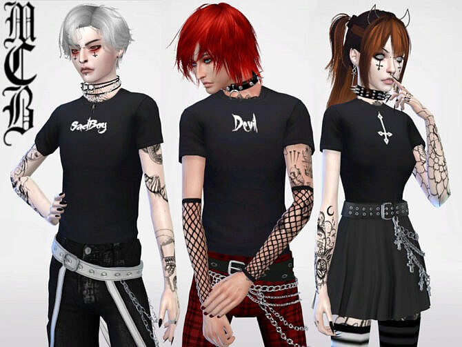 Guys SadBoy, Devil and Upside Down Cross T-shirts by MaruChanBe at TSR