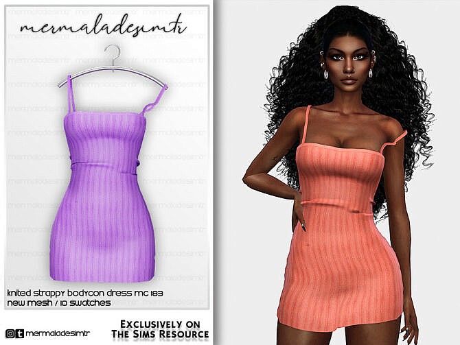 Knitted Strappy Bodycon Dress MC183 by mermaladesimtr at TSR