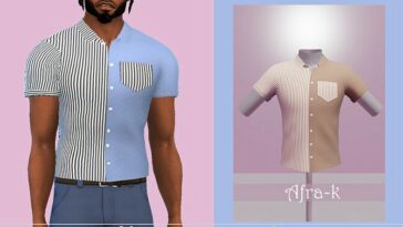 Kwasi contrast stripe shirt by akaysims at TSR