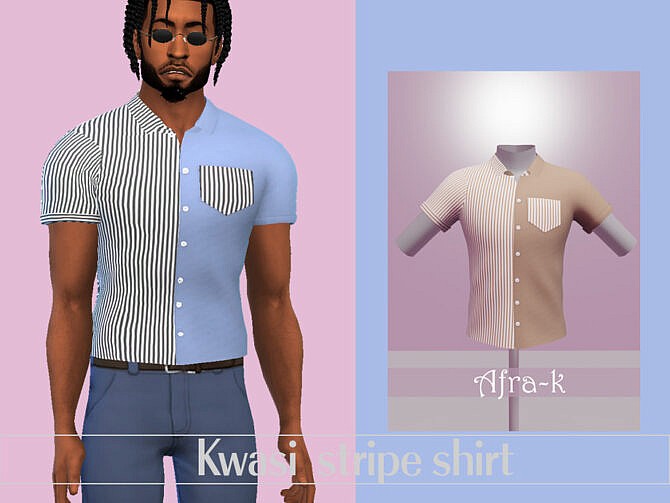 Kwasi contrast stripe shirt by akaysims at TSR