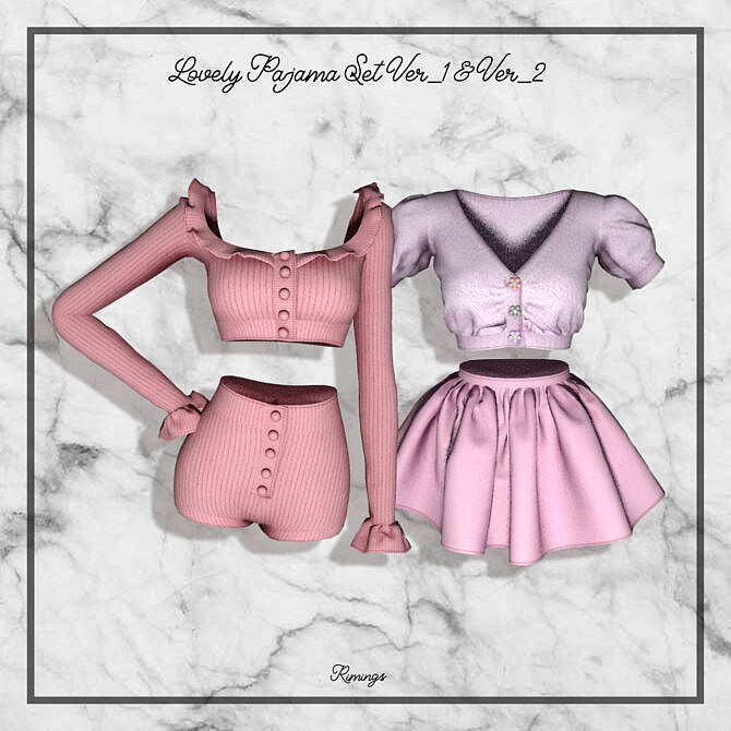 Lovely Pajama Set Ver_1 & Ver_2 at RIMINGs