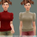 Mock Neck Puff Sleeve Sweater by ekinege at TSR