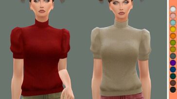 Mock Neck Puff Sleeve Sweater by ekinege at TSR