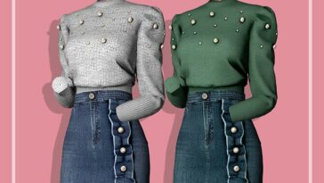 Pearl Knitwear & Denim Skirt at RIMINGs