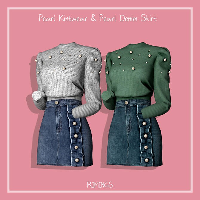 Pearl Knitwear & Denim Skirt at RIMINGs