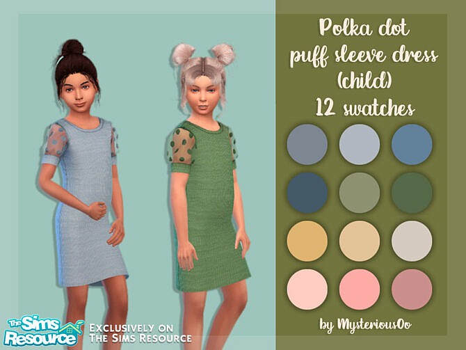 Polka dot puff sleeve dress by MysteriousOo at TSR