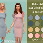 Polka dot puff sleeve dress by MysteriousOo at TSR