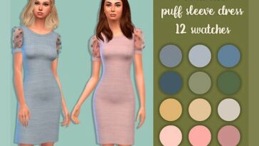 Polka dot puff sleeve dress by MysteriousOo at TSR