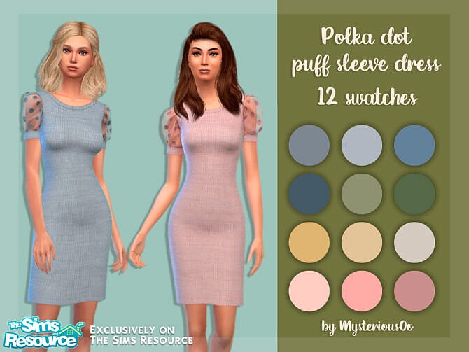 Polka dot puff sleeve dress by MysteriousOo at TSR