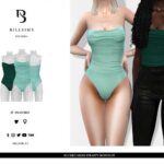 Ruched Mesh Strappy Bodysuit by Bill Sims at TSR