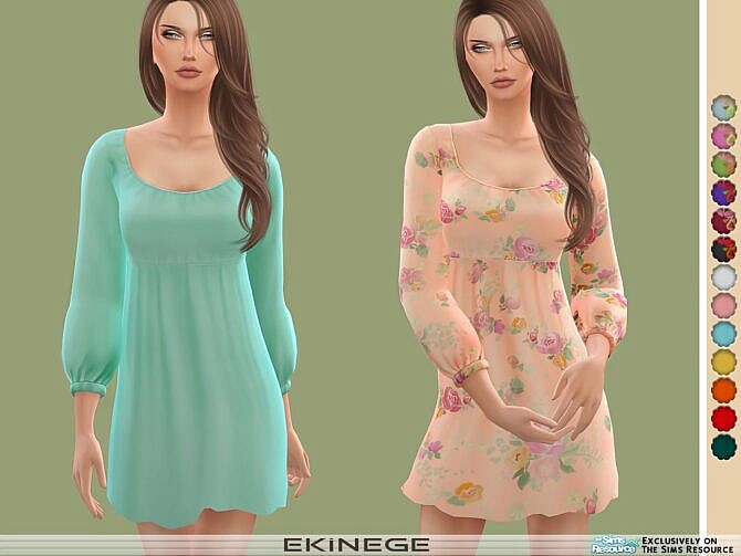 Scoop Neck Long Sleeve Mini Dress by ekinege at TSR