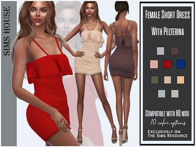 Short Dress With Pelterina by Sims House at TSR