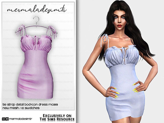 Tie Strap Detail Bodycon Dress MC189 by mermaladesimtr at TSR