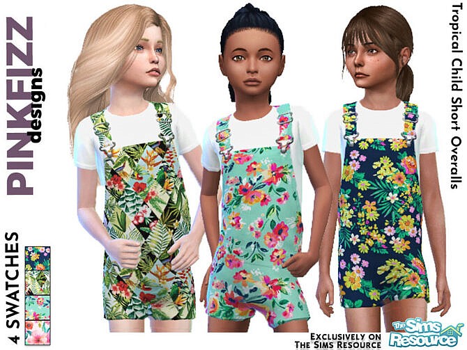 Tropical Child Shorts Overalls by Pinkfizzzzz at TSR