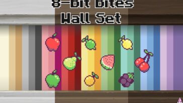 8BitBites Pixel Art Fruit Wallpaper Set by GenericFan at Mod The Sims 4