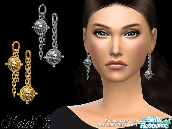 Coin chain dangle earrings by NataliS at TSR