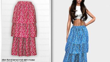 Ditsy Floral Tiered Midi Skirt MC192 by mermaladesimtr at TSR