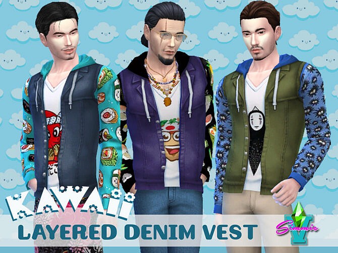 Kawaii Layered Denim Vest by SimmieV at TSR