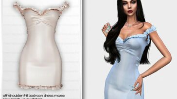 Off Shoulder Frill Hem Bodycon Dress MC198 by mermaladesimtr at TSR