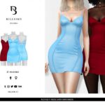 Plunge V Neck Satin Mini Dress by Bill Sims at TSR