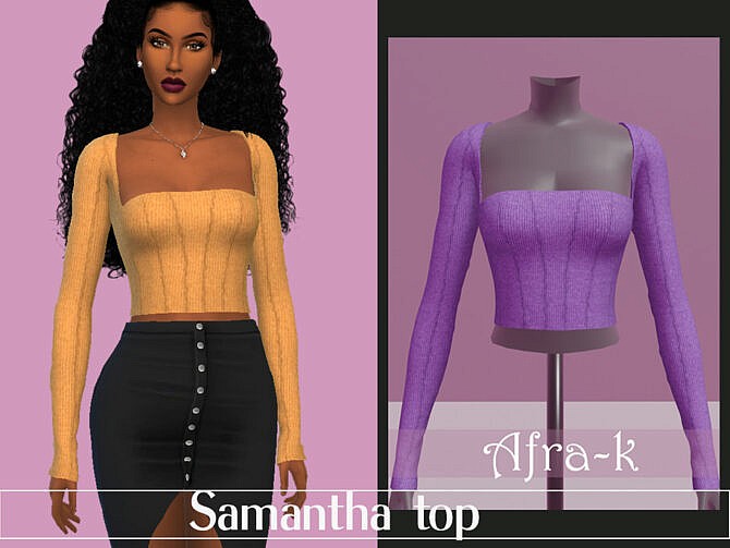 Samantha exposed seams top by akaysims at TSR