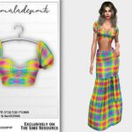 Set-Plaid Print Crop Top MC193 by mermaladesimtr at TSR