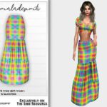 Set- Plaid Print Maxi Skirt MC194 by mermaladesimtr at TSR