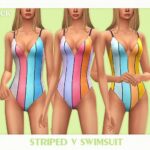 Striped V Swimsuit by Black Lily at TSR