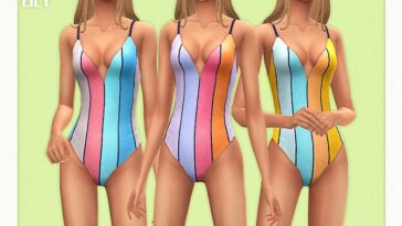 Striped V Swimsuit by Black Lily at TSR