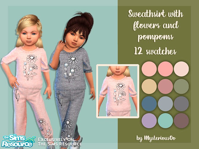 Sweatshirt with flowers and pompoms by MysteriousOo at TSR