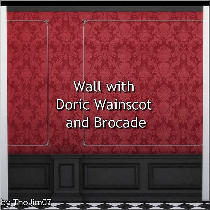 Wall with Doric Wainscot and Brocade by TheJim07 at Mod The Sims 4